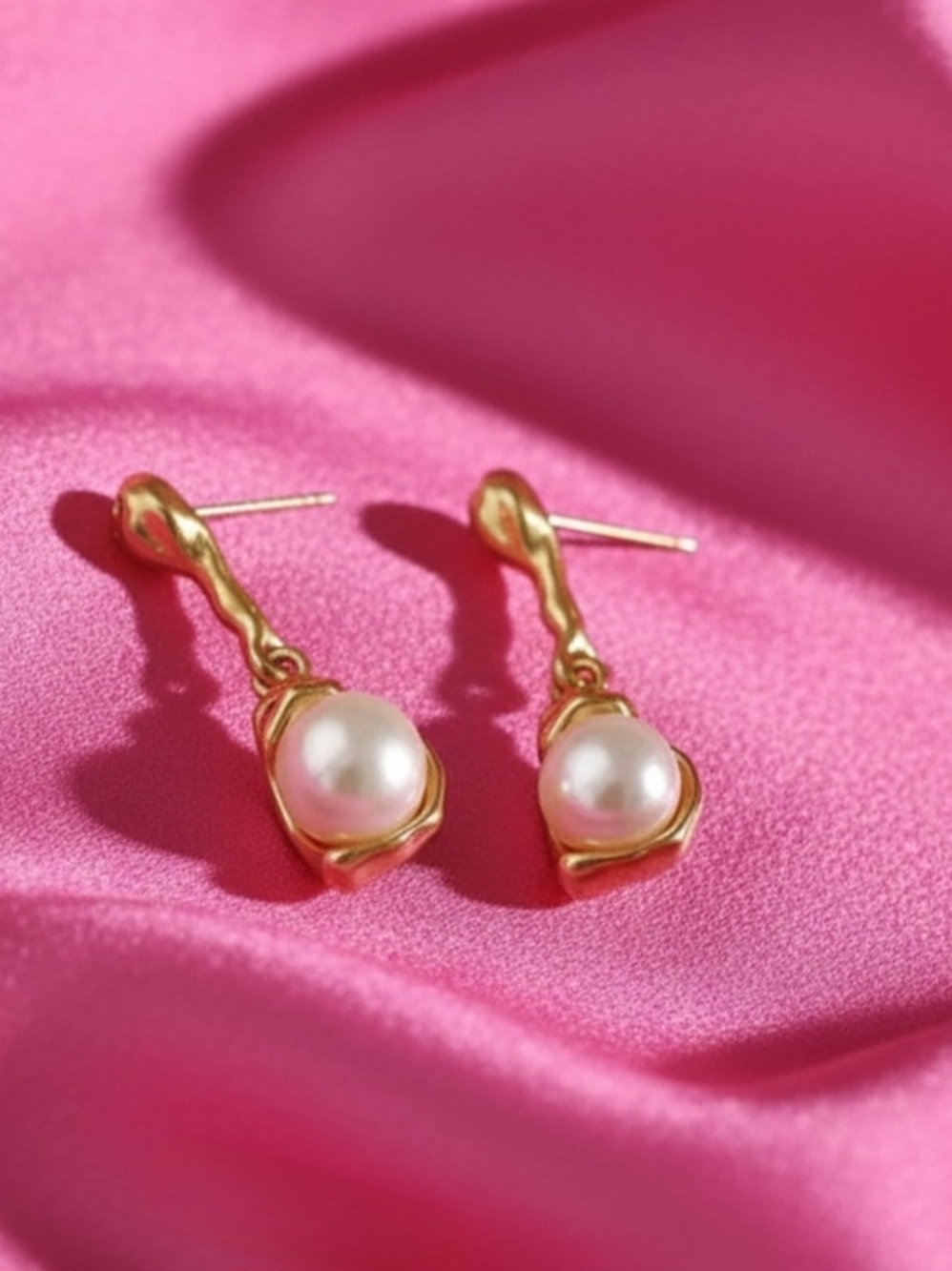 Gold-plated 925 Silver Pearl Drop Earrings - Elegant Women Jewelry‎